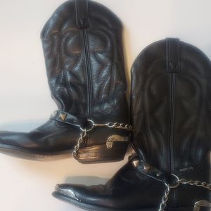 RARE Vintage Capezio Black stud chain cowboy boots